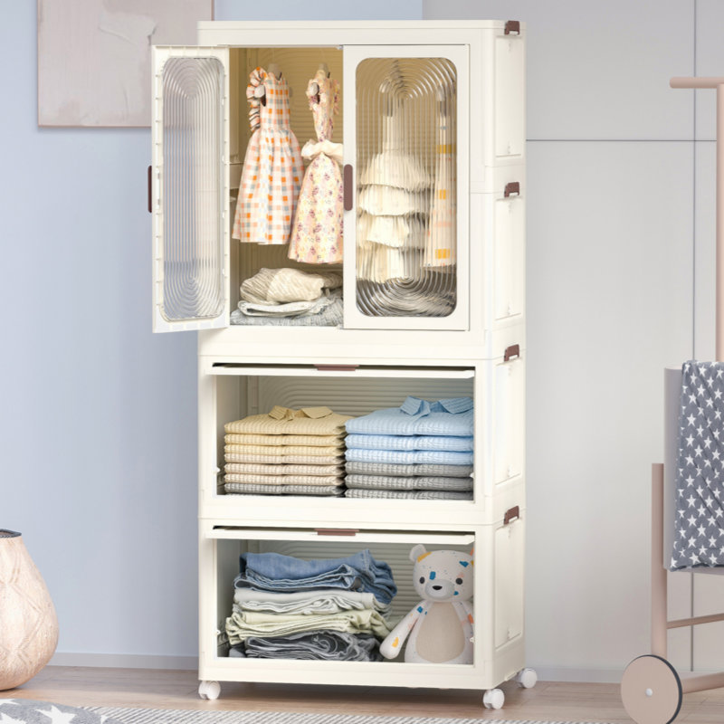 Baby wardrobe closet with drawers sales